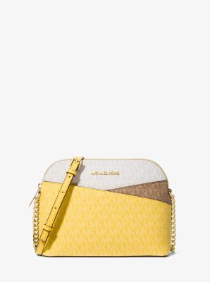 Michael Kors Jet Set Travel Medium Color Block Signature Logo Dome Crossbody Bag in Yellow One Size