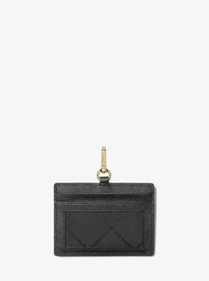 Michael Kors Reed Large Card Holder Wallet MK Signature Logo Leather (Black)