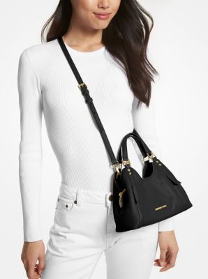 Michael Kors Cora Mini Camel Pebbled Leather Zip Pouchette Crossbody  Women's Handbag