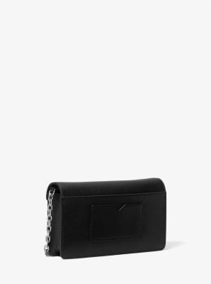 MICHAEL Michael Kors Jet Set Small Saffiano Leather Envelope Crossbody Bag  in Black