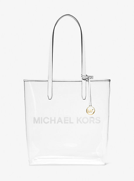 Michael Kors The Michael Large Clear Vinyl Tote Bag In White