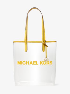 Shop Michael Kors The Michael Large Clear Vinyl Tote Bag In Yellow