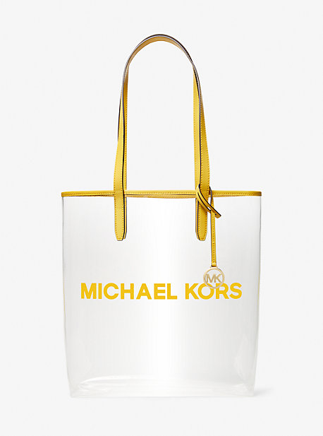 Shop Michael Kors The Michael Large Clear Vinyl Tote Bag In Yellow