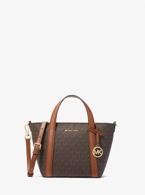 Michael Kors Pratt Small Signature Logo Tote Bag In Brown