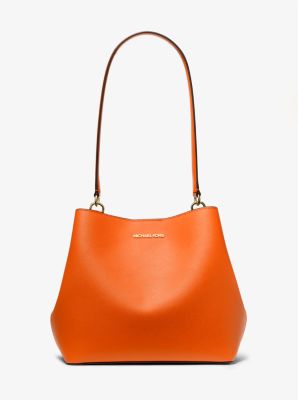 Shop Michael Kors Pratt Medium Shoulder Bag In Orange