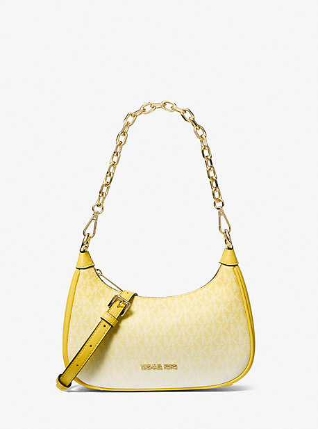 Shop Michael Kors Cora Medium Ombré Logo Shoulder Bag In Yellow