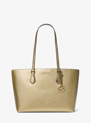 Michael Kors Sheila Large Metallic Tote Bag In Gold