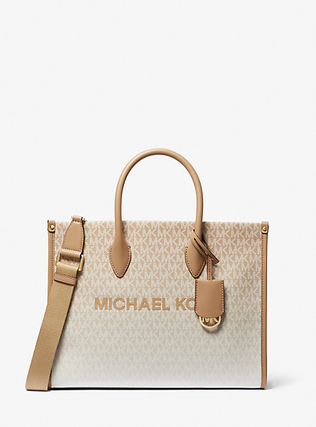 Michael Kors Mirella Medium Ombré Logo Tote Bag In Brown