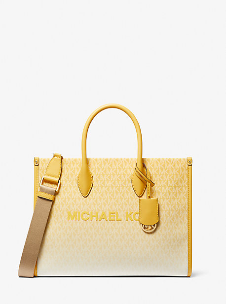 Shop Michael Kors Mirella Medium Ombré Logo Tote Bag In Yellow