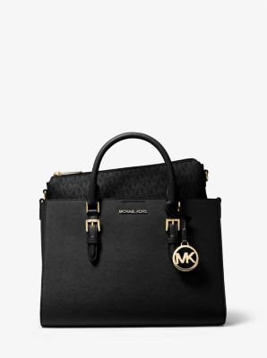 Sac fourre-tout 2 en 1 Charlotte de taille moyenne en cuir Saffiano