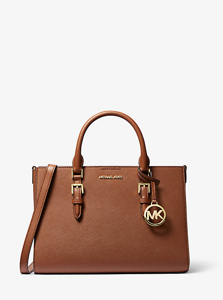 Michael Kors Charlotte Medium Saffiano Leather 2-in-1 Tote Bag In Brown