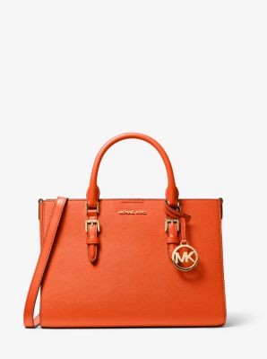 Michael Kors Charlotte Medium Saffiano Leather 2-in-1 Tote Bag In Orange