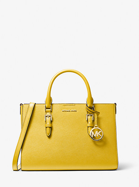 Shop Michael Kors Charlotte Medium Saffiano Leather 2-in-1 Tote Bag In Yellow