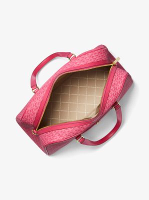 Jet Set Travel Extra-Large Signature Logo Weekender Bag in ELECTRIC PINK | Michael Kors