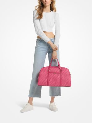 Jet Set Travel Extra-Large Signature Logo Weekender Bag in ELECTRIC PINK | Michael Kors