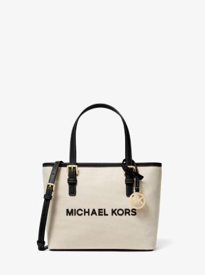 Michael Kors Jet Set Travel Extra-small Canvas Top-zip Tote Bag In Black