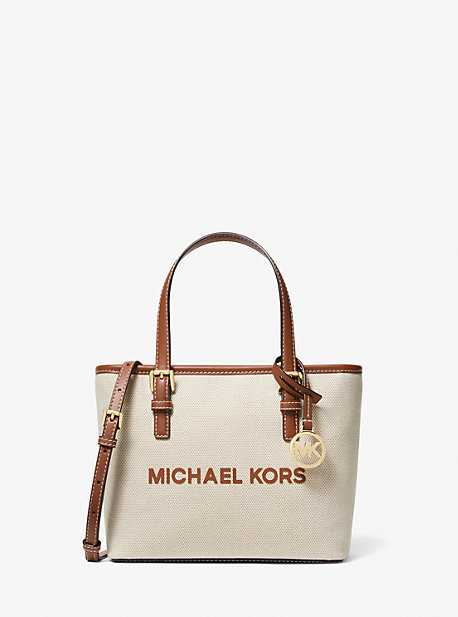 Michael Kors Jet Set Travel Extra-small Canvas Top-zip Tote Bag In Brown