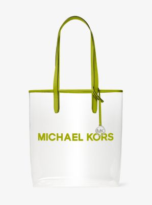 Michael Kors The Michael Large Clear Vinyl Tote Bag In Green