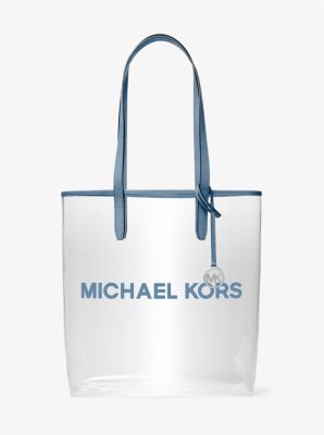 Shop Michael Kors The Michael Large Clear Vinyl Tote Bag In Blue