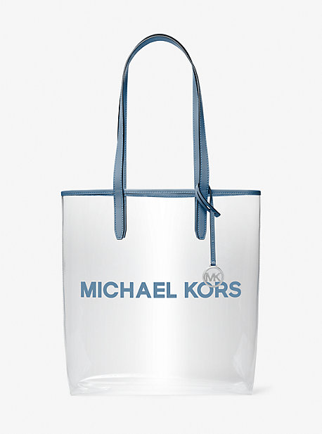 Shop Michael Kors The Michael Large Clear Vinyl Tote Bag In Blue