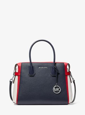 Michael kors mercer medium color block logo belted satchel sale