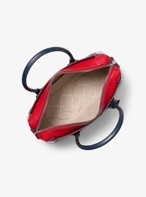 Mercer Medium Color-Block Belted Satchel in BRT RED MLTI | Michael Kors