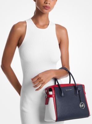 Mercer Medium Color-Block Belted Satchel in BRT RED MLTI | Michael Kors