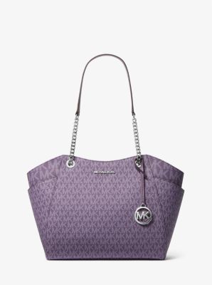 Michael Kors Jet Set Large Signature Logo Shoulder Bag In Purple