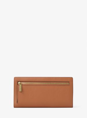 Thumbnail - MK Brieftasche Carson Large Aus Gekrispeltem Leder - Braun - Michael Kors