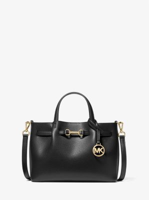 MK Henkeltasche Carson Small Aus Gekrispeltem Leder - Schwarz