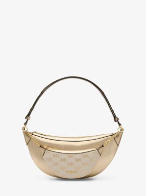 Hollis Medium 2-in-1 Metallic Leather and Logo Jacquard Shoulder Bag image number 0