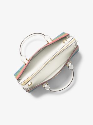 Sheila Medium Rainbow Signature Logo Satchel