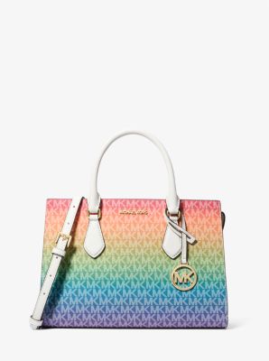 Michael Kors Sheila Medium Rainbow Signature Logo Satchel