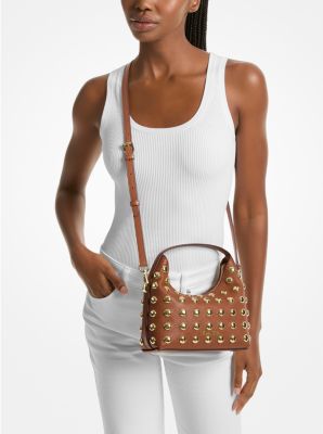 Ember Small Embellished Pebbled Leather Messenger Bag