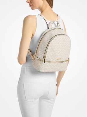 Rhea Medium Signature Logo Backpack in LT CRM MULTI | Michael Kors