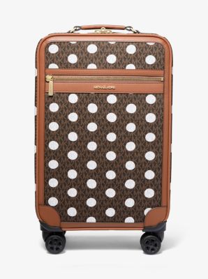 Shop Michael Kors Small Polka Dot Signature Logo Suitcase In Brown