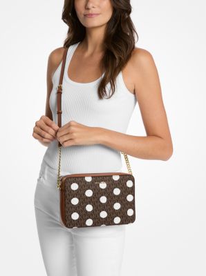 Jet Set Large Polka Dot Signature Logo Crossbody Bag
