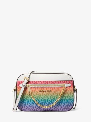 Michael Kors Jet Set Large Rainbow Signature Logo Crossbody Bag