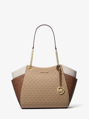 Bolso tote Jet Set grande de bloques de color con logotipo de la marca