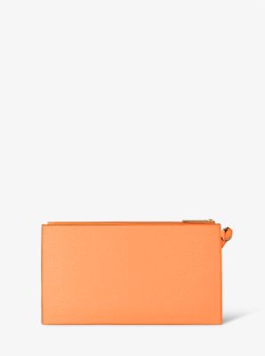Jet Set Large Studded Pebbled Leather Wristlet