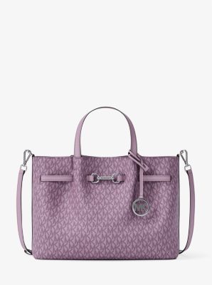 Carson Medium Signature Logo Satchel in LT QUARTZ | Michael Kors