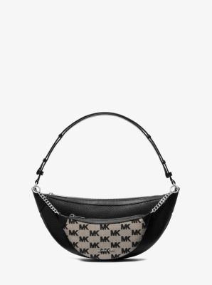 Hollis Medium 2-in-1 Pebbled Leather and Logo Jacquard Shoulder Bag