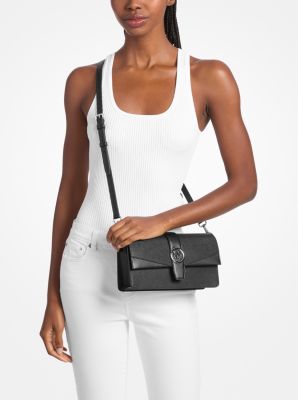 Greenwich Medium Saffiano Leather Convertible Shoulder Bag in BLACK | Michael Kors