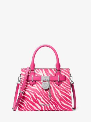 Bolso satchel Hamilton pequeño de pelo de becerro con estampado de cebra image number 0