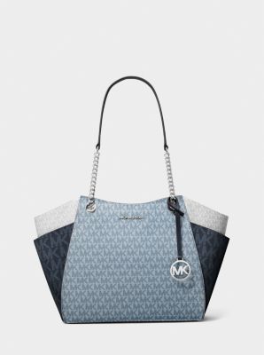 Jet Set Large Color-Block Signature Logo Shoulder Bag