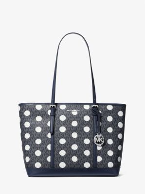 Michael Kors Jet Set Large Polka Dot Signature Logo Tote Bag In Blue