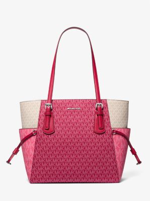 Michael Kors Voyager Large Color-block Signature Logo Tote Bag In Red