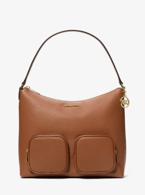 Merritt Large Pebbled Leather Cargo Shoulder Bag in LUGGAGE | Michael Kors