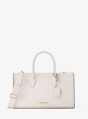 Mirella Medium Logo Debossed Satchel in LT CREAM | Michael Kors