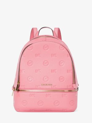 Rhea Medium Logo Debossed Backpack in CARNATION | Michael Kors